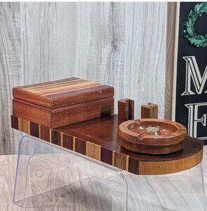 Republica De Costa Rica Bubinga Wood Handcrafted Smoking Station Vintage 70s